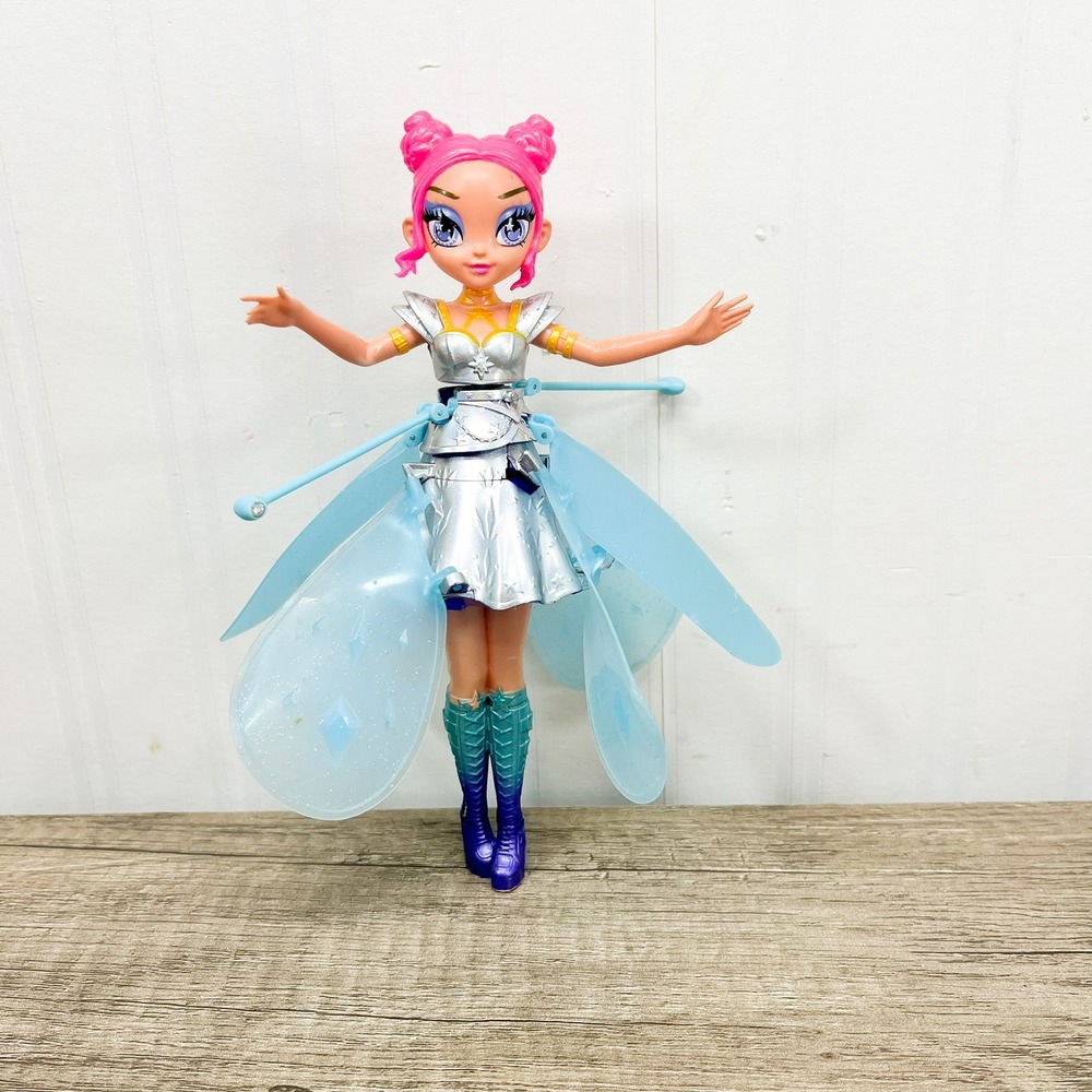 Spin Master Hatchimals Pixies Crystal Flyers Silver Flying Doll Pink Hair Pink